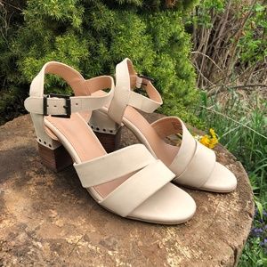 NEW Crēvo Sienna High Heel Studded Sandal Bone